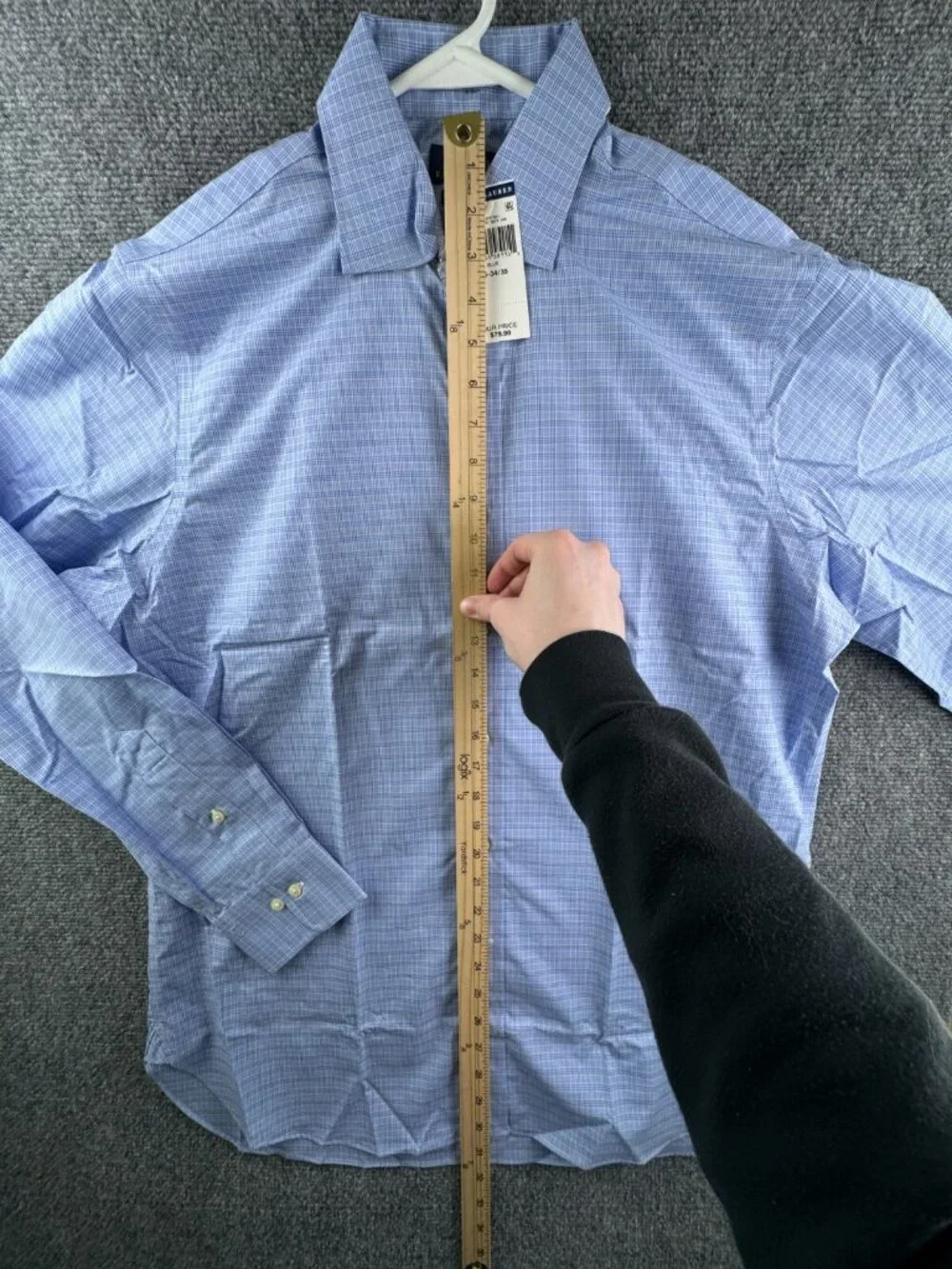 NWT Polo Ralph Lauren Men EASY CARE Button Up Shirt BLUE WHITE 16 34/35 Adult